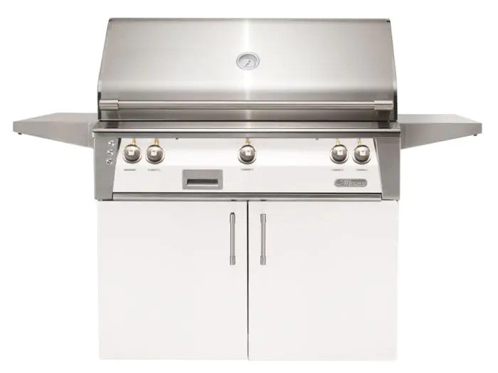 Alfresco ALXE 42-Inch Freestanding Gas Grill With Rotisserie - Natural Gas - Signal White-Matte