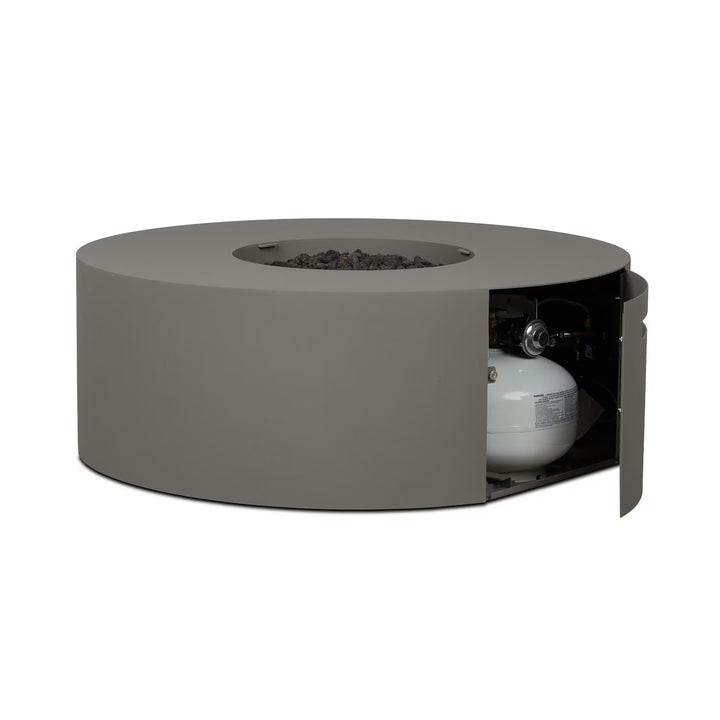 Covewood 41-Inch Round Aluminum Propane Fire Pit Table in Cloud Gray