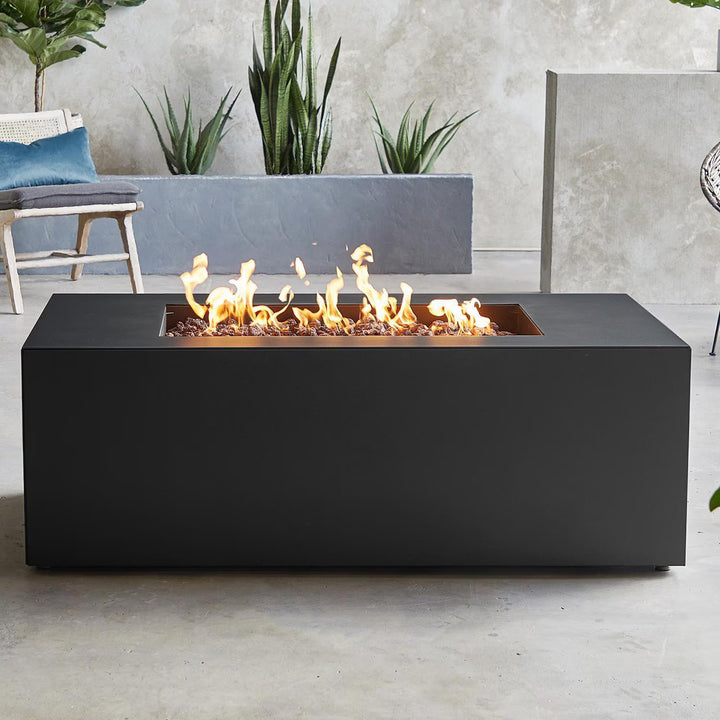 Real Flame 58-Inch Rectangular Aluminum Natural Gas Fire Pit Table – Charcoal