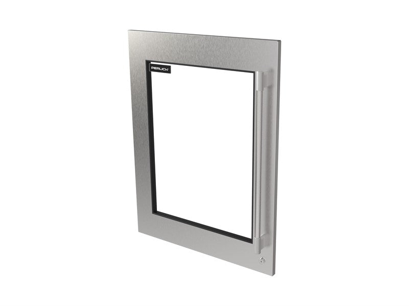Perlick Luxe Stainless Steel Glass Door Panel with Knurled Handle – Left Hinge, Locking