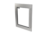 Perlick Luxe Stainless Steel Glass Door Panel with Knurled Handle – Left Hinge, Locking