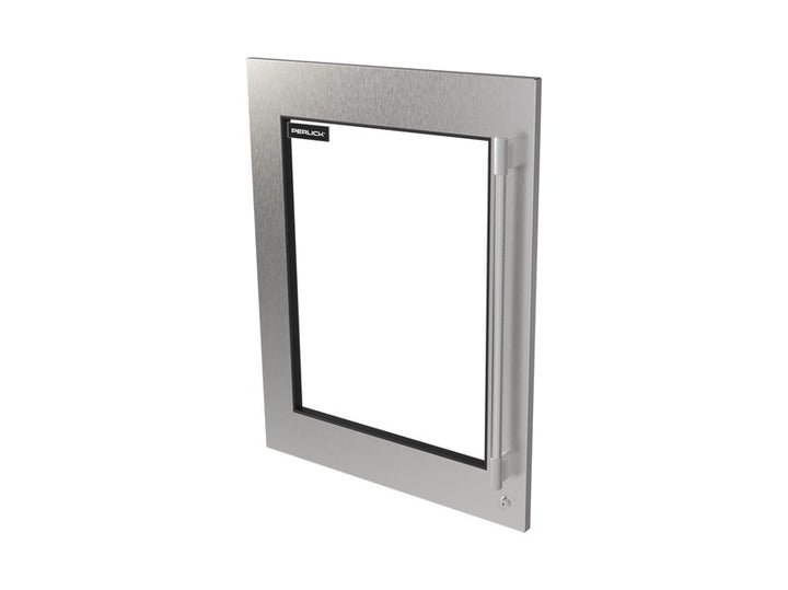 Perlick Luxe Stainless Steel Glass Door Panel with Knurled Handle – Left Hinge, Locking