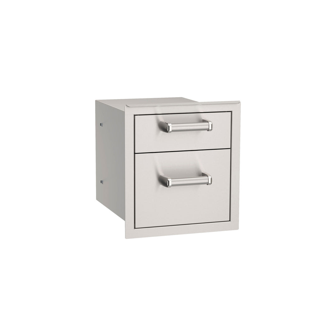 Fire Magic - 35” x 115” Contemporary Pre-Fab Grill Island Bundle with Double Drawer Cut-out - Custom BBQ Island