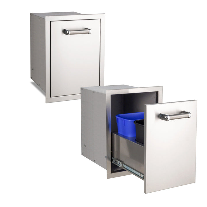 Fire Magic - 35” x 115” Contemporary Pre-Fab Grill Island Bundle with Refrigerator Cut-out - Custom BBQ Island