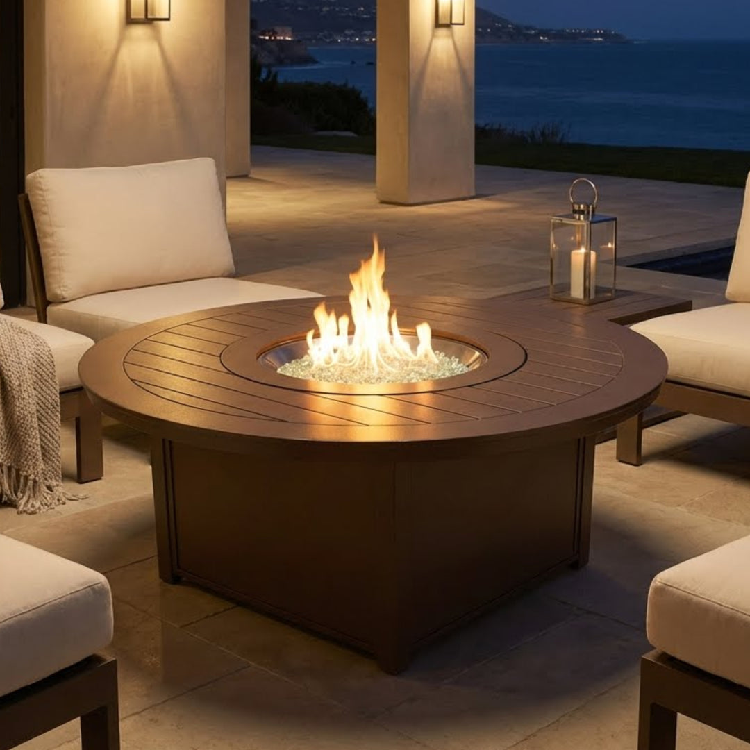 54″ Round MGP Top Fire Table - Electronic Ignition, 60,000 BTU with Hidden Tank Drawer (NG or LP)