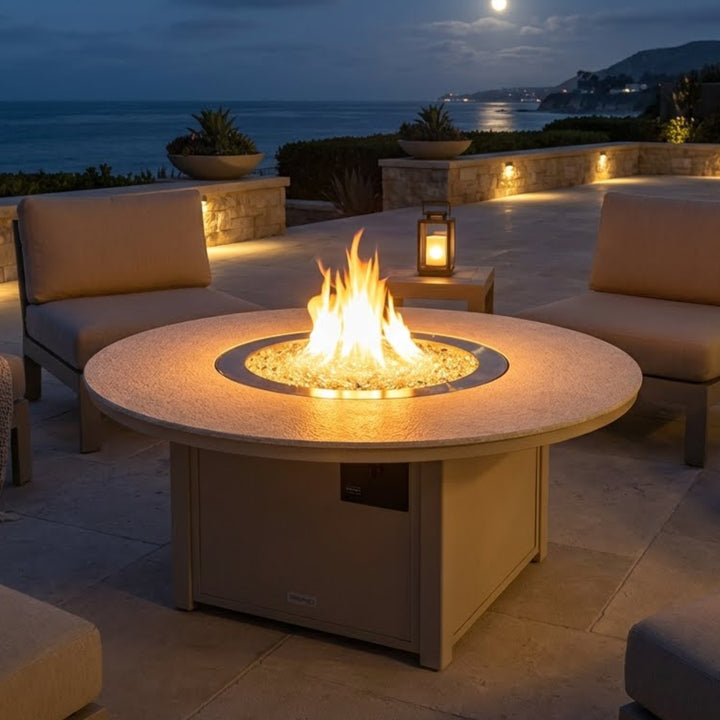 54″ Round Origins Top Fire Table - Electronic Ignition, 60,000 BTU with Hidden Tank Drawer (NG or LP)