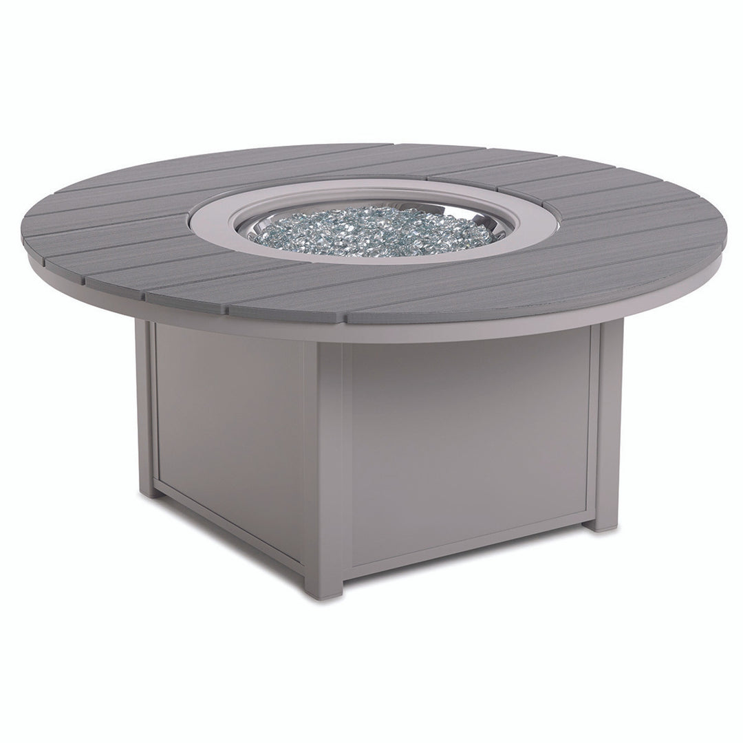 54″ Round Rustic Polymer Top Fire Table - Electronic Ignition, 60,000 BTU with Hidden Tank Drawer (NG or LP)