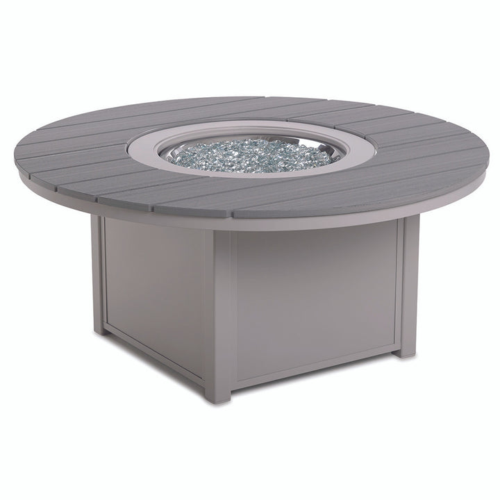 54″ Round Rustic Polymer Top Fire Table - Electronic Ignition, 60,000 BTU with Hidden Tank Drawer (NG or LP)