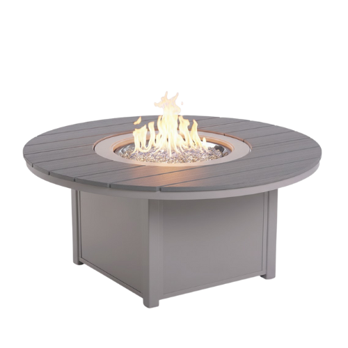 54″ Round Rustic Polymer Top Fire Table - Electronic Ignition, 60,000 BTU with Hidden Tank Drawer (NG or LP)