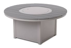 54″ Round Rustic Polymer Top Fire Table - Electronic Ignition, 60,000 BTU with Hidden Tank Drawer (NG or LP)
