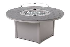 54″ Round Rustic Polymer Top Fire Table - Electronic Ignition, 60,000 BTU with Hidden Tank Drawer (NG or LP)