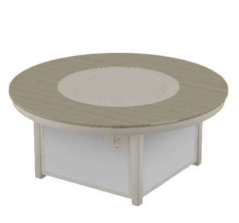 54″ Round Rustic Polymer Top Fire Table - Electronic Ignition, 60,000 BTU with Hidden Tank Drawer (NG or LP)