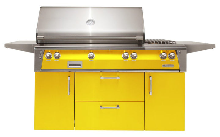 Alfresco - 56" ALXE Luxury Deluxe Grill On Cart - Freestanding - Traffic Yellow