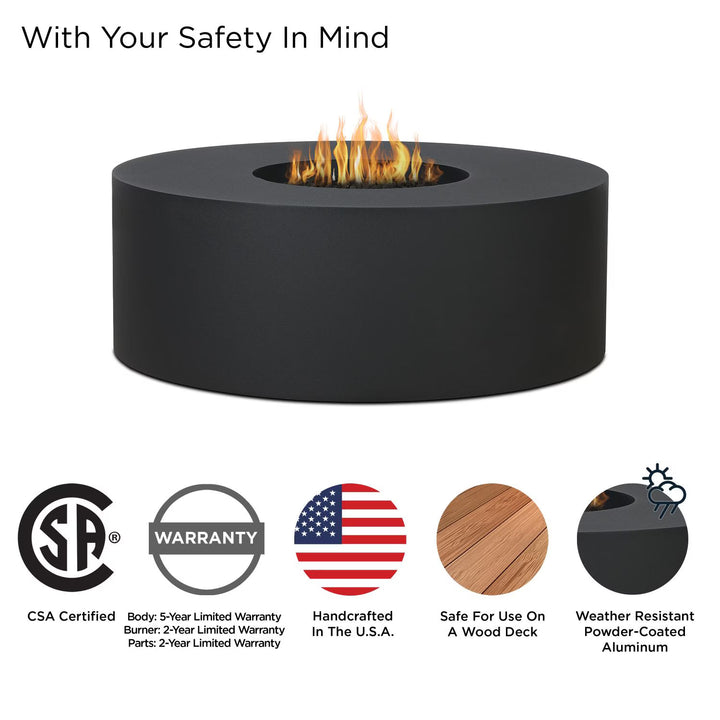 Real Flame 41-Inch Round Aluminum Natural Gas Fire Pit Table – Charcoal