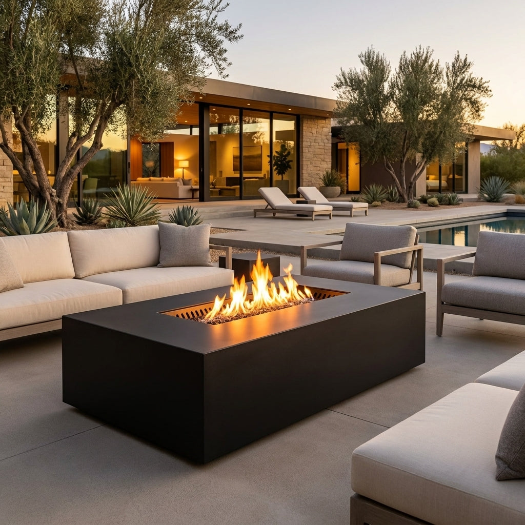 60" Rectangular AON Fire Table with 230,000 BTU CROSSFIRE® Brass Burner