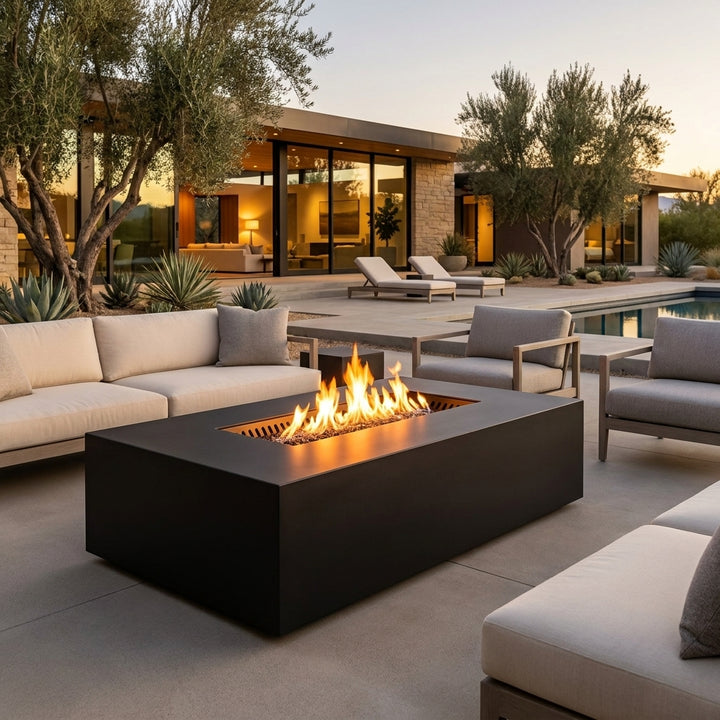 60" Rectangular AON Fire Table with 230,000 BTU CROSSFIRE® Brass Burner