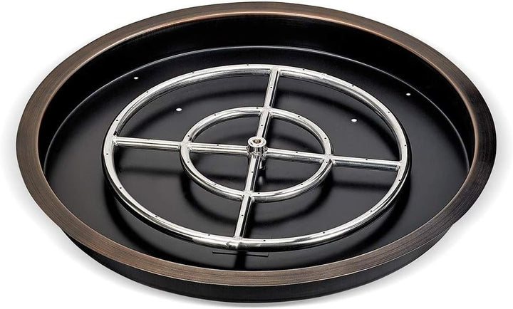 American Fire Glass Round Oil Rubbed Bronze Drop-in Pan with Burner - OB-RSP-25-ASBL