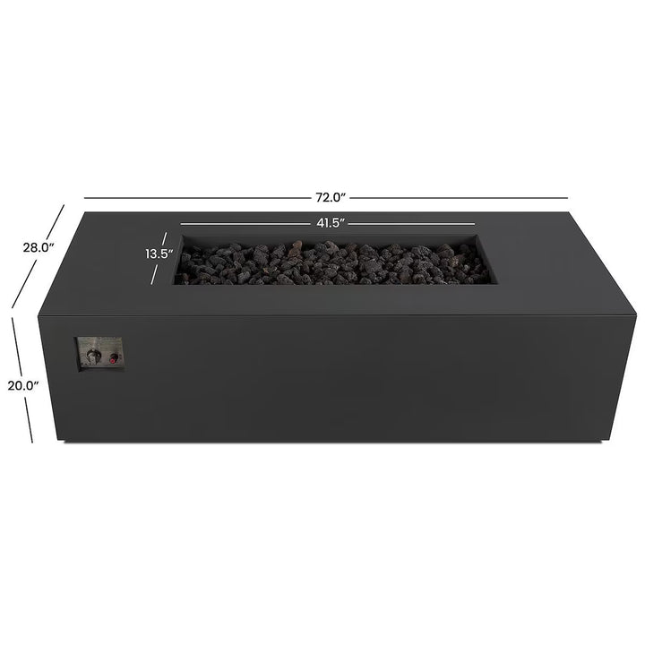 Real Flame 72-Inch Rectangular Aluminum Natural Gas Fire Pit Table – Charcoal