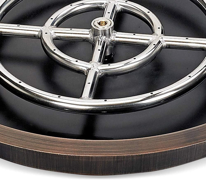 American Fire Glass Round Oil Rubbed Bronze Drop-in Pan with Burner - OB-RSP-25-ASBL