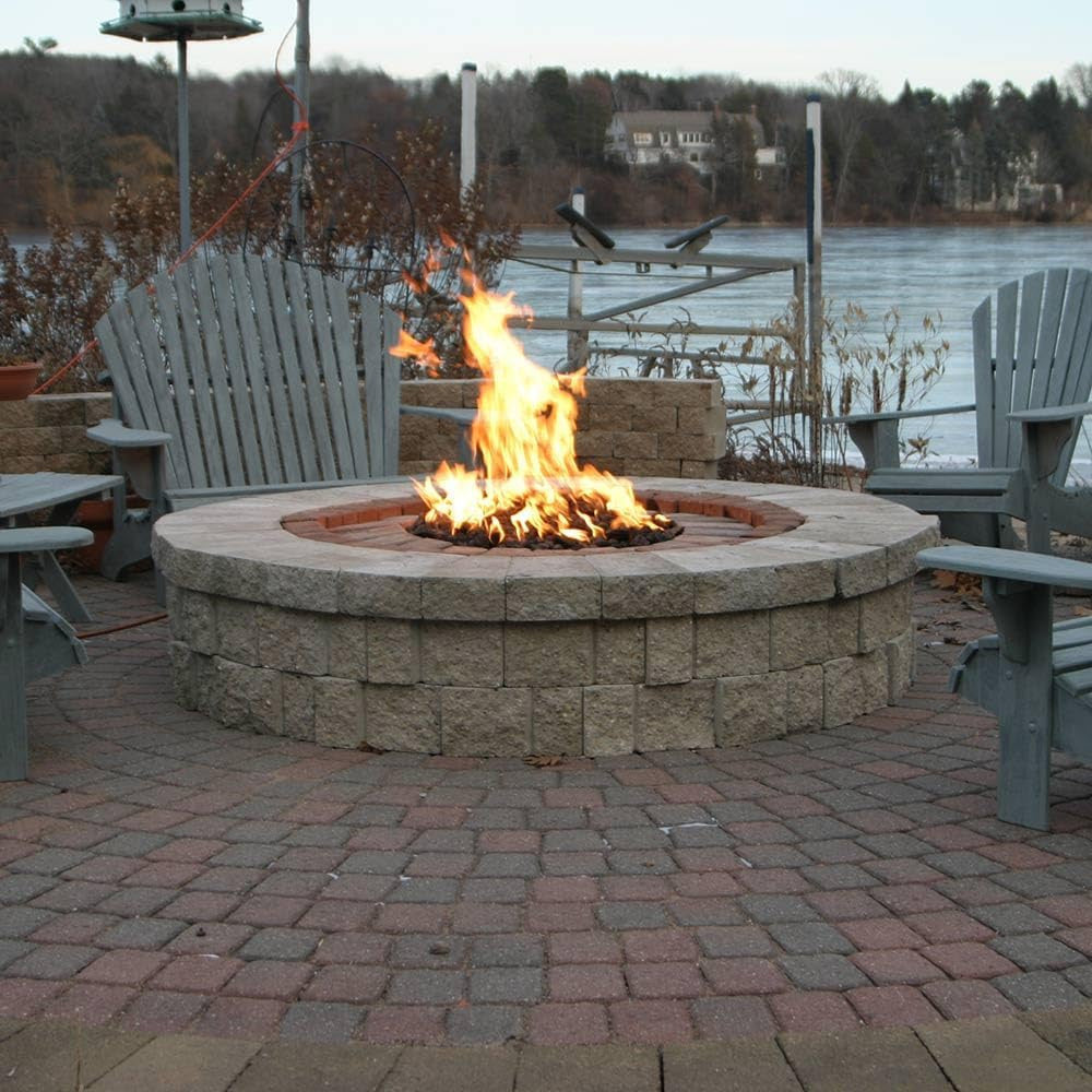 HPC Fire Push Button Ignition Gas Fire Pit Insert and Torpedo Penta Burner and Round Bowl Pan Natural Gas