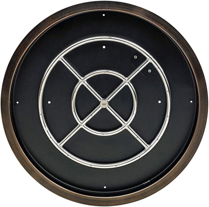 American Fire Glass Round Oil Rubbed Bronze Drop-in Pan with Burner - OB-RSP-25-ASBL