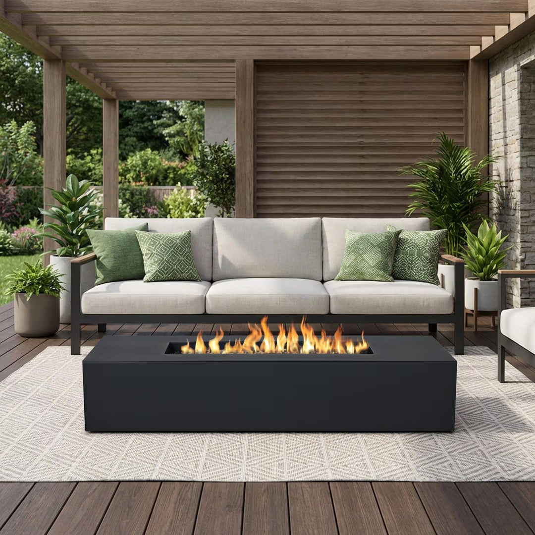 Real Flame 72" Rectangular Aluminum Natural Gas Fire Pit in