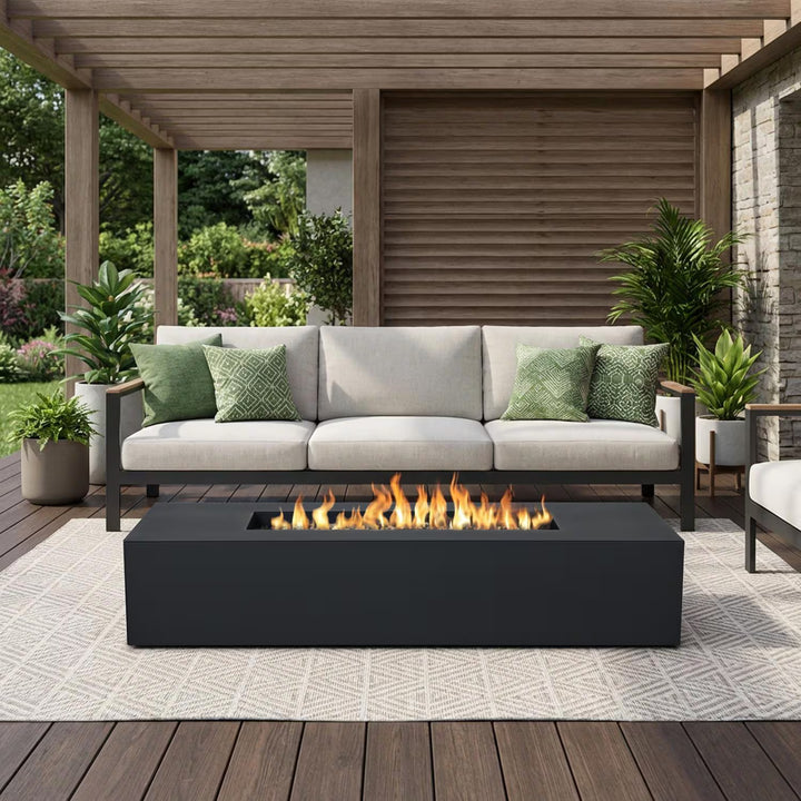 Real Flame 72" Rectangular Aluminum Natural Gas Fire Pit in