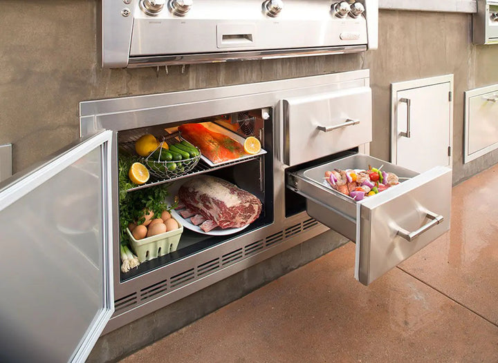 Alfresco 42'' Built-In Under Grill Refrigerator - Ultramarine Blue-Gloss