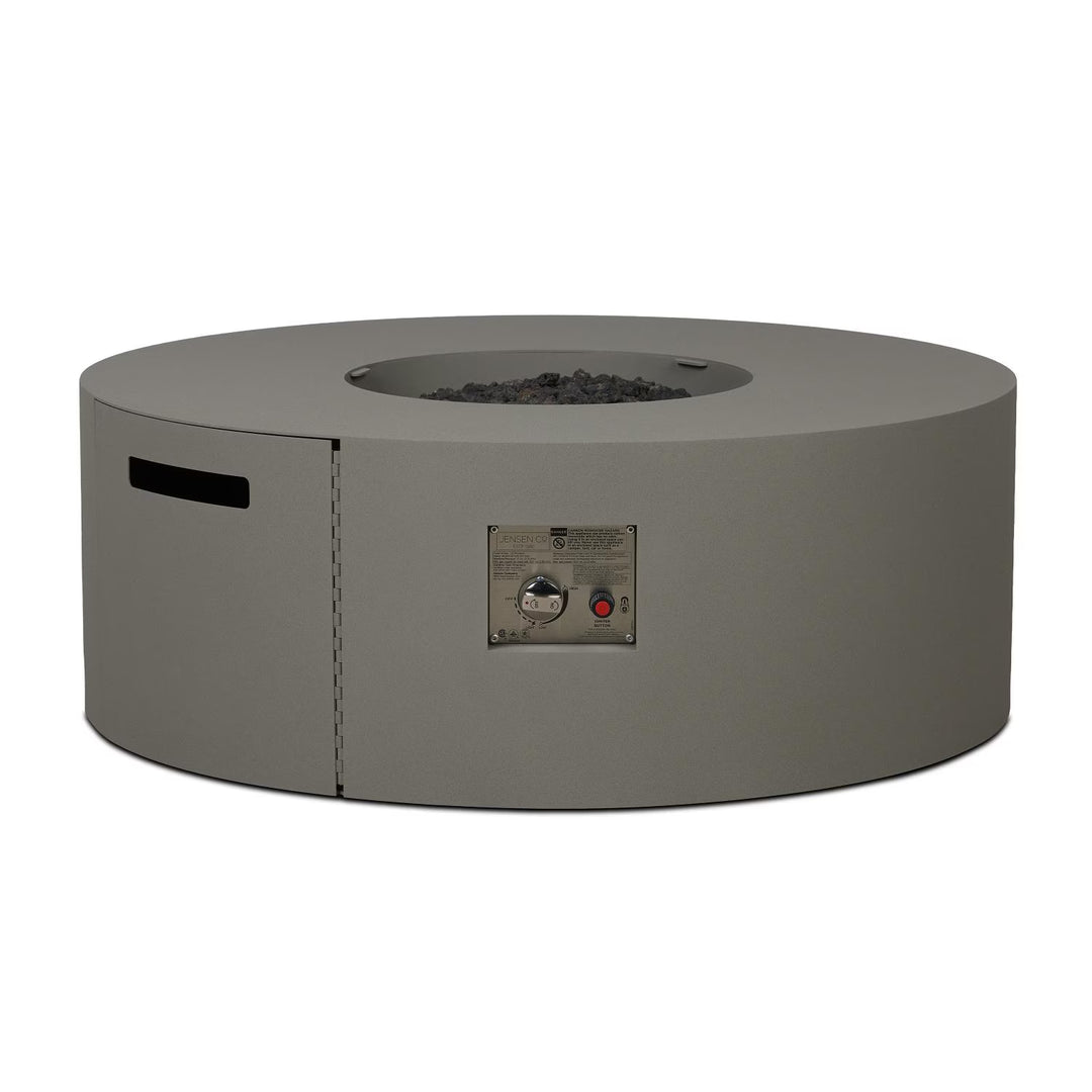 Covewood 41-Inch Round Aluminum Propane Fire Pit Table in Cloud Gray