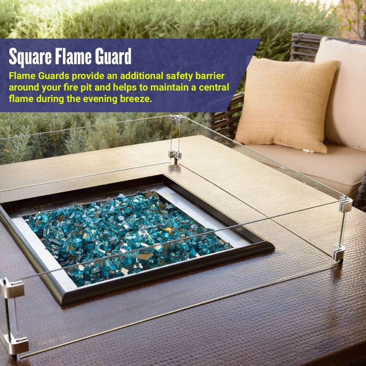 American Fire Glass FG-SQP-30 Fire Pit Glass Flame Wind Guard Square, 35.5x35.5-Inch