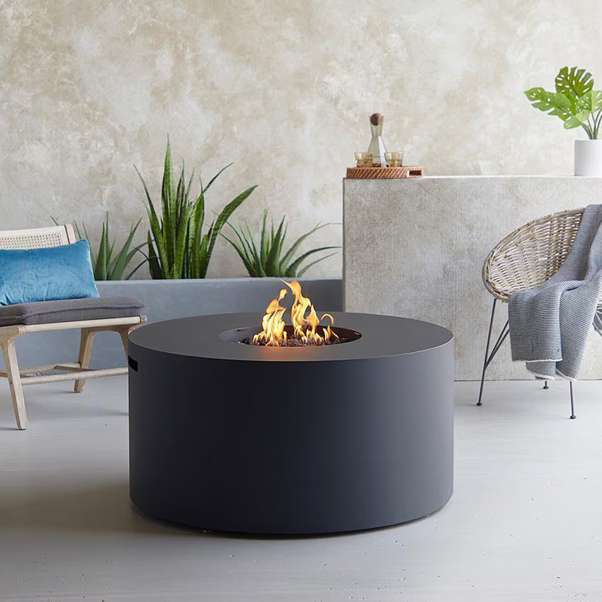Covewood 41-Inch Round Aluminum Natural Gas Fire Pit Table in Charcoal (Ships Propane with Conversion Kit