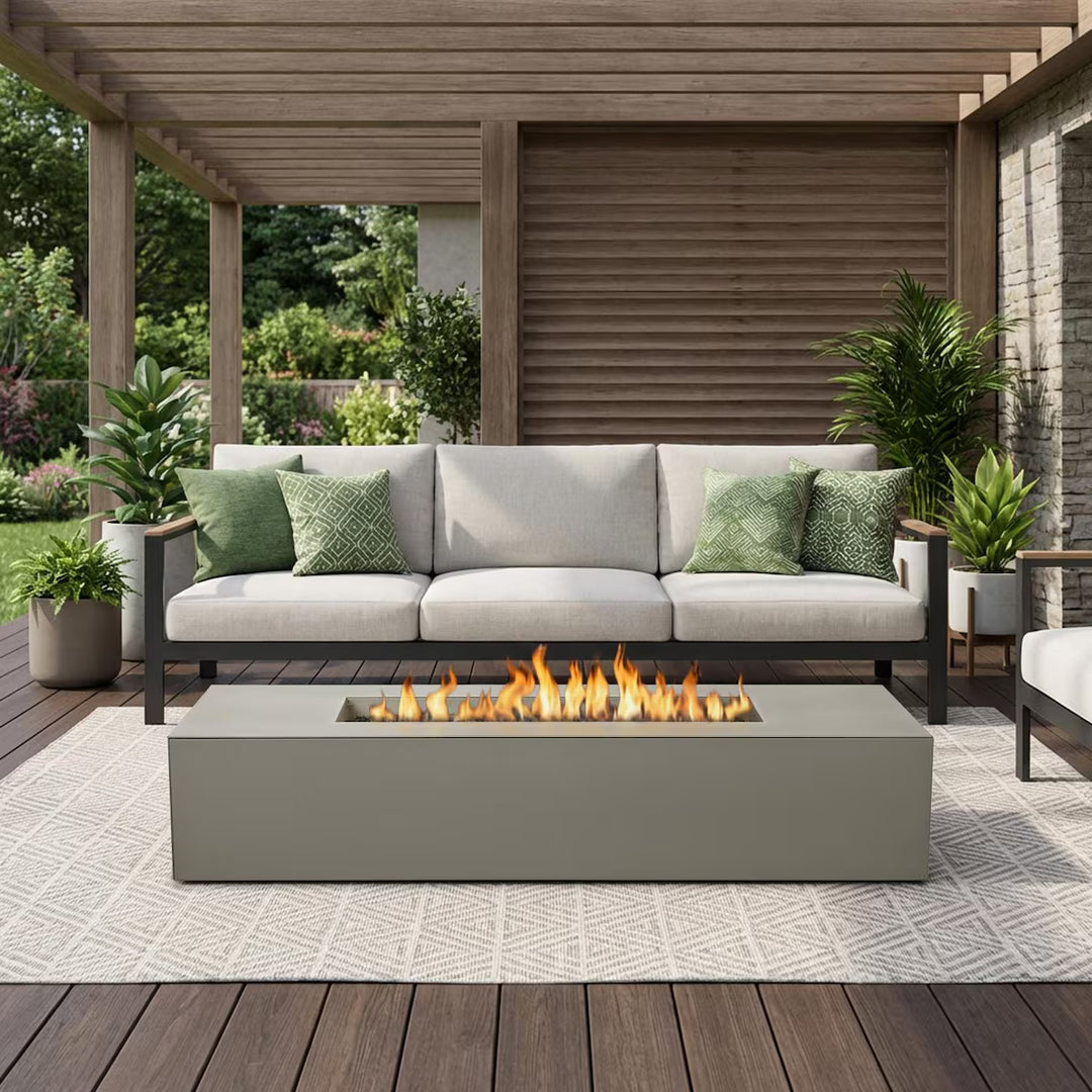 Real Flame 72" Rectangular Aluminum Natural Gas Fire Pit in