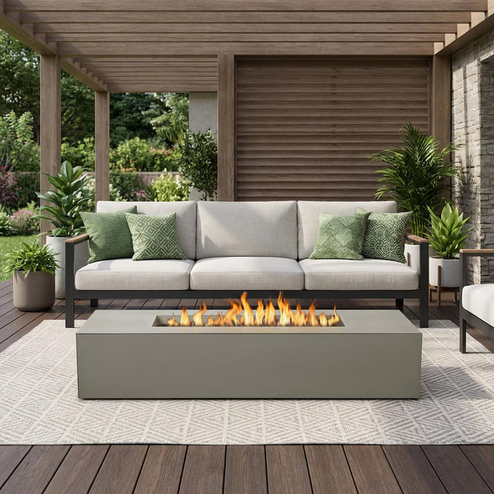 Real Flame 72" Rectangular Aluminum Natural Gas Fire Pit in