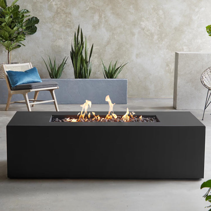 Real Flame 72-Inch Rectangular Aluminum Natural Gas Fire Pit Table – Charcoal