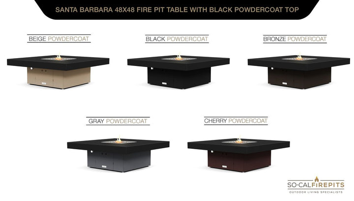 COOKE Santa Barbara Fire Pit Table 48'' x 48" x 17" - Aluminum Top
