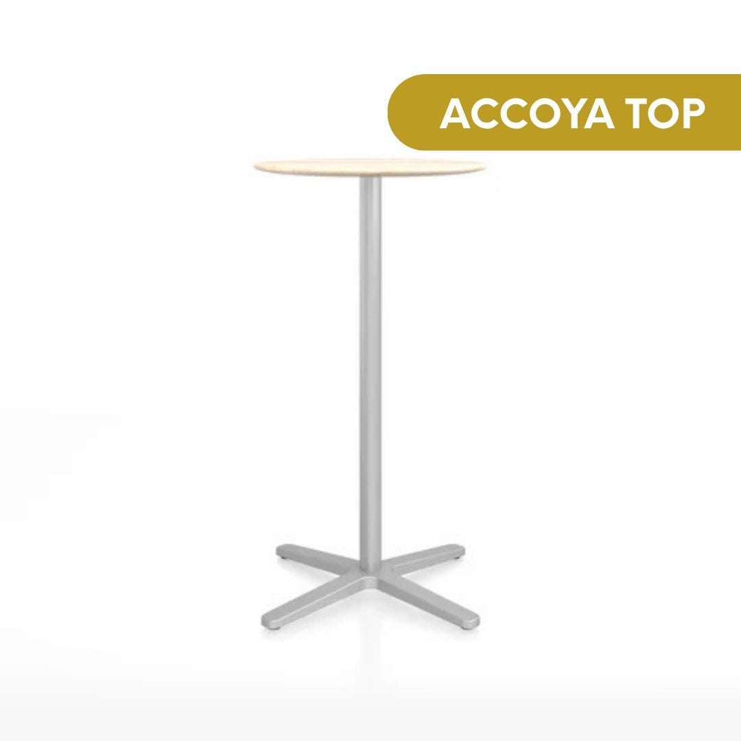 Emeco 2 Inch® X Base Bar Table, 24inches Silver Powder Coated Round by Jasper Morrison