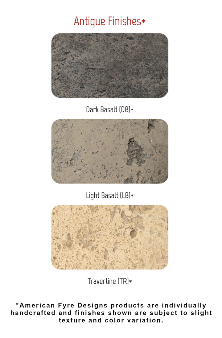 American Fyre Designs - Iron Saddle Long - Lounge Height Firetable - Antique colors