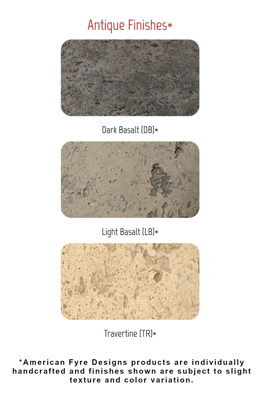American Fyre Designs - Milan Low Linear - Lounge Height Firetable - Antique colors