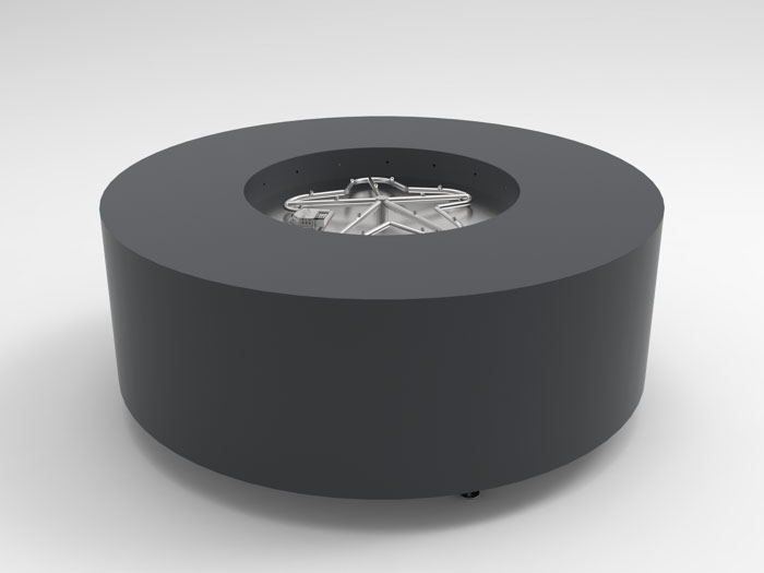 HPC Fire Agni 60" Round Assembled Metal Fire Pit Enclosure, Torpedo Burner, Match Lit Ignition