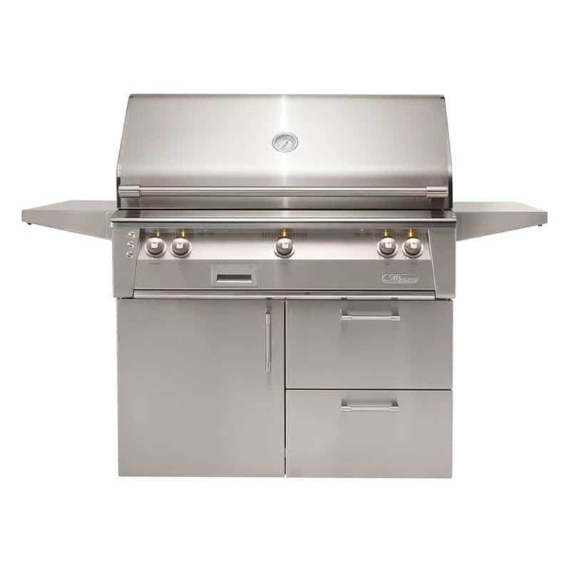 Alfresco ALXE 42-Inch Freestanding Gas Grill With Sear Zone - Rotisserie - Propane - Jet Black-Matte
