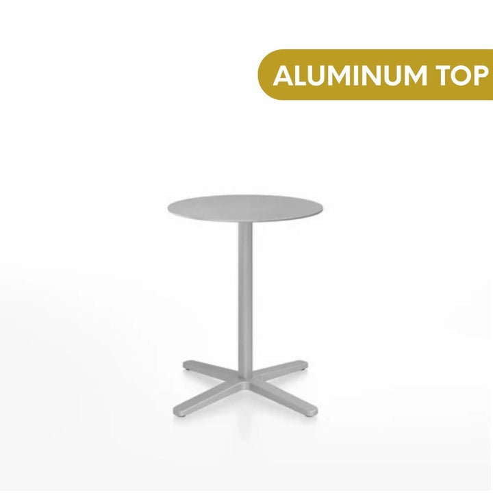 Emeco 2 Inch® X Base Café Table, 30inches Silver Powder Coated Round by Jasper Morrison