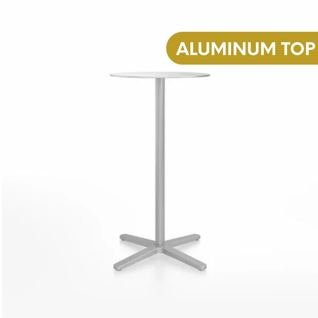 Emeco 2 Inch® X Base Bar Table, 30inches Silver Powder Coated Round by Jasper Morrison
