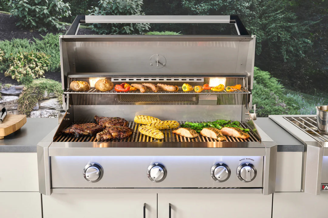 AOG 24" L-Series Built-In Gas Grill with Rotisserie, Lights, and Backburner LP/NG