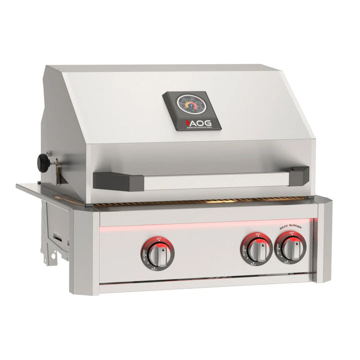 AOG 24" L-Series Built-In Gas Grill with Rotisserie, Lights, and Backburner LP/NG