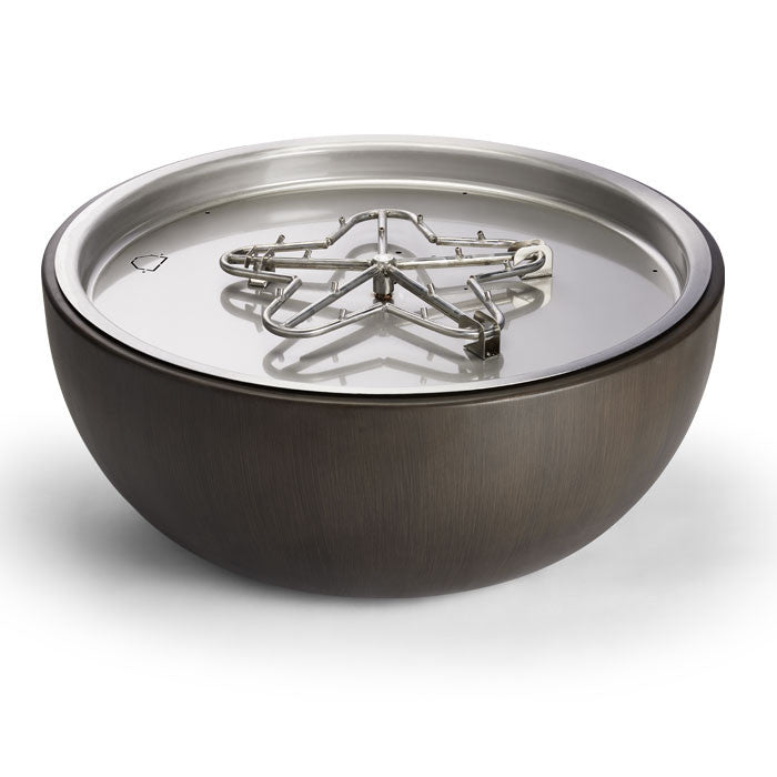 HPC 35" Round x 14.5" H Aluminum Spun Fire Bowl Walnut Finish – Electronic Ignition (24VAC or 120VAC, Natural Gas or Propane)