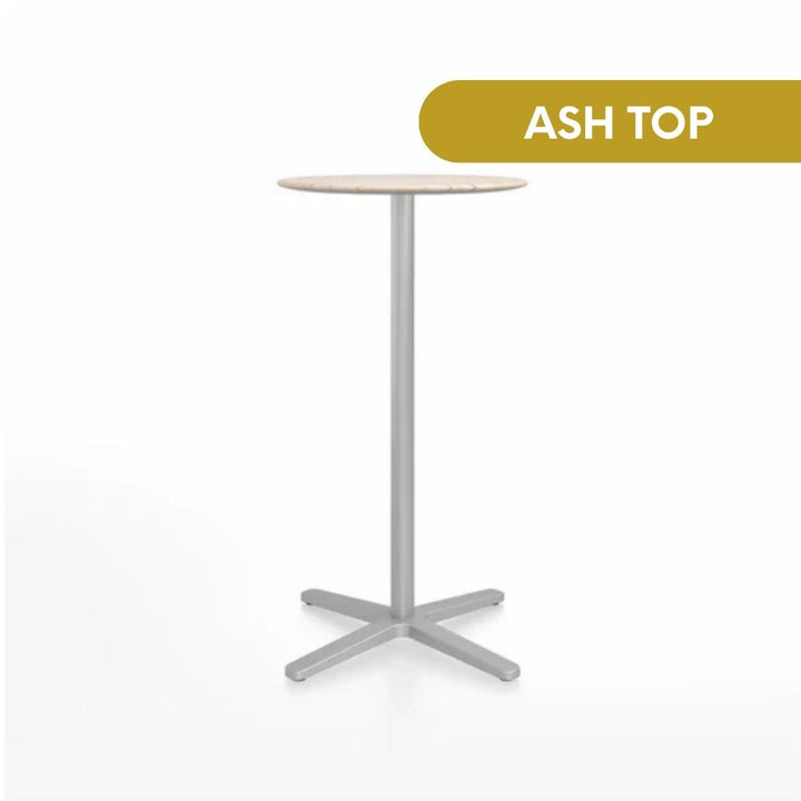 Emeco 2 Inch® X Base Bar Table, 30inches Silver Powder Coated Round by Jasper Morrison