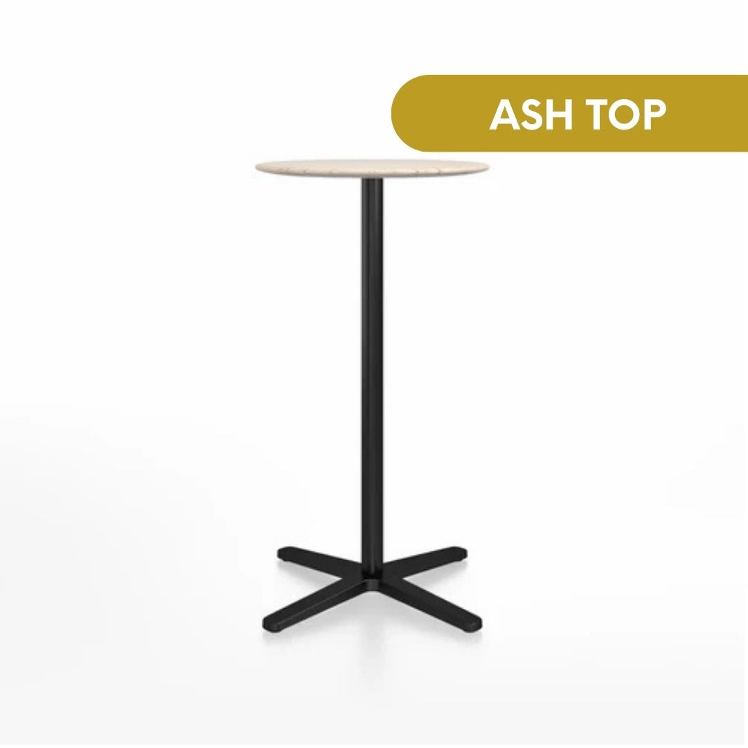 Emeco 2 Inch® X Base Bar Table, 24inches Black Powder Coated Round by Jasper Morrison