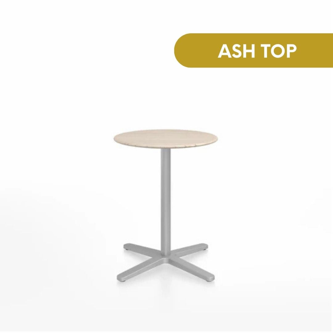 Emeco 2 Inch® X Base Café Table, 24inches Silver Powder Coated Round by Jasper Morrison