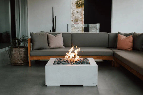ALEA 32 Square Outdoor Fire Feature, Minimalist Concrete Gas Fire Pit