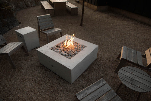 ALEA 40 Square Outdoor Fire Feature, 40" Concrete Fire Pit, 65K–90K BTU, Modern Patio Fire Pit